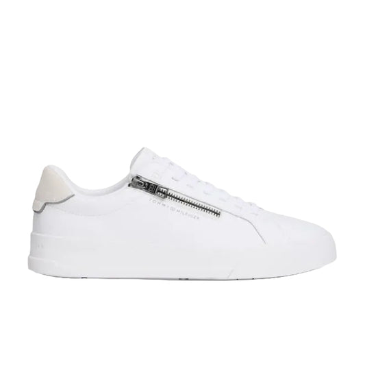 Zip-Up Court Trainers With Leather