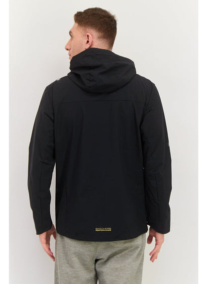 Men Sportswear Fit Long Sleeve Outdoor Jacket, Black