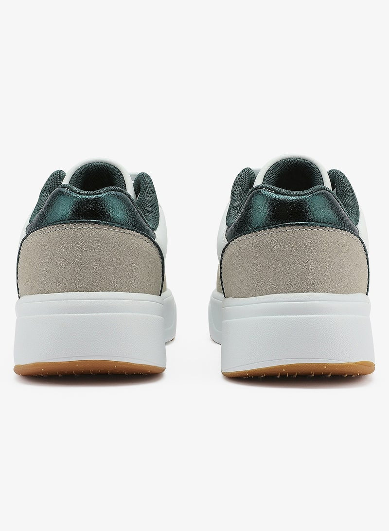 Women's White Sneakers - Bold Rugged Shoes with Style and Durable Sole for Outdoor Wear