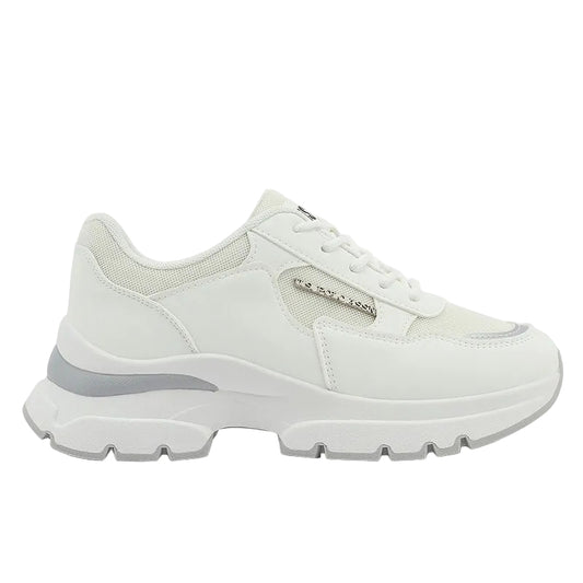 Women's White Low-Top Sneakers - Lightweight Shoes & Trendy Design Shoes for Everyday Wear