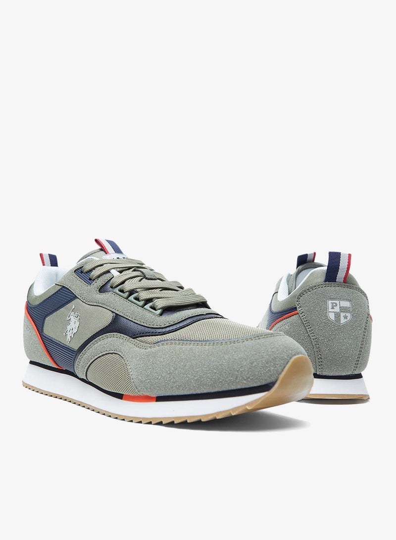 Men's Khaki Low-Top Sneakers - Lightweight Shoes Timeless Lace-Up Style