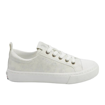 Women's White Low-Top Sneakers - Lightweight Shoes with White Sole, Comfortable Casual