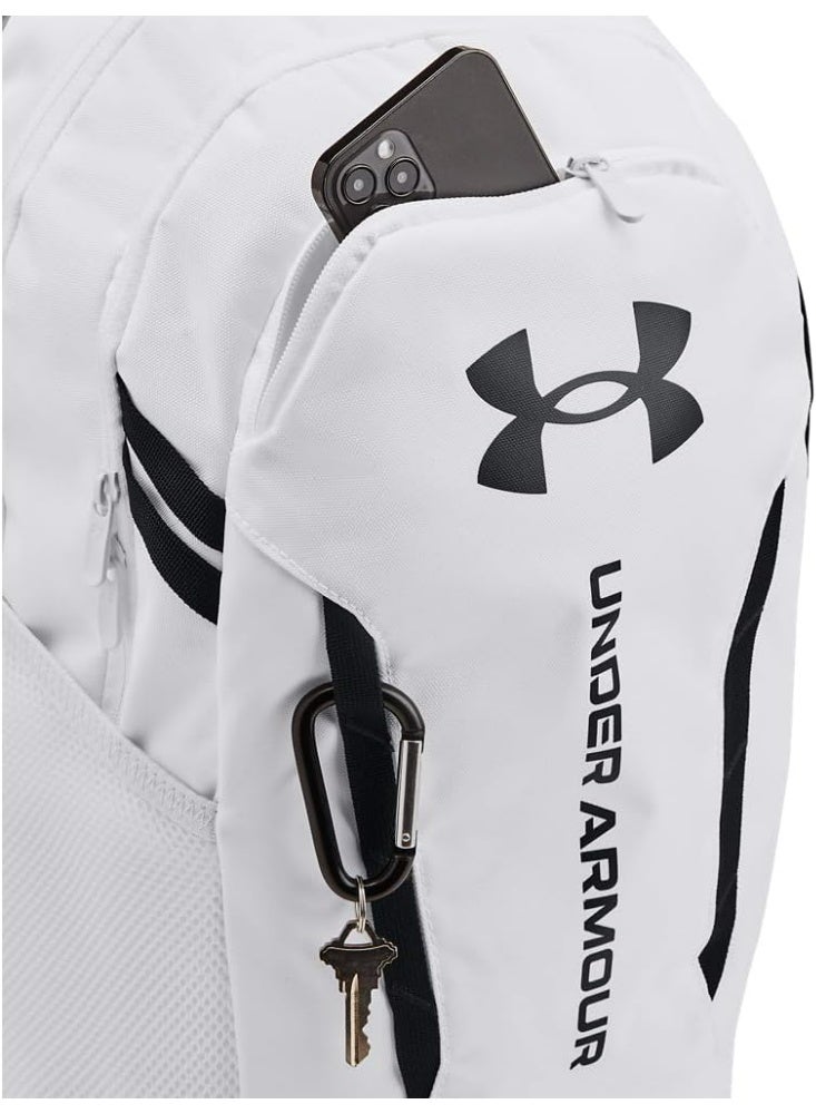 Under Armour Hustle 6.0 Unisex Backpack, (100) White, One Size, Sports Backpack, Waterproof Bag, Short Trip Bag，schoolbag,gift
