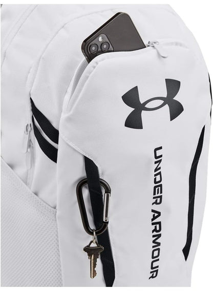 Under Armour Hustle 6.0 Unisex Backpack, (100) White, One Size, Sports Backpack, Waterproof Bag, Short Trip Bag，schoolbag,gift