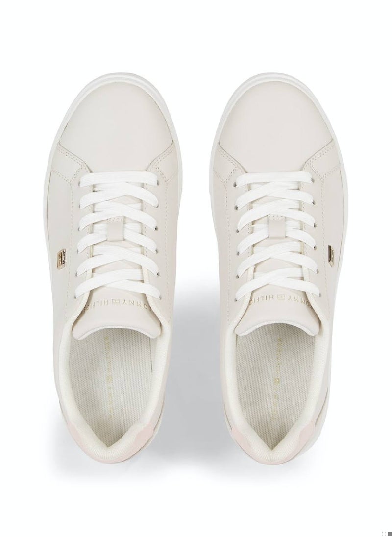 Women's Essential Leather Cupsole Court Trainers -  Leather upper, Light Blue