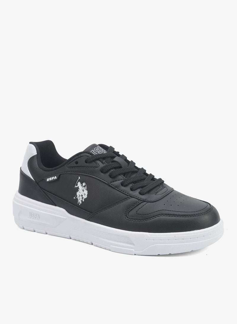 Men's Black Classic Low-Top Sneakers, Stylish Lace-Up Design Shoes Perfect for Casual Adventures