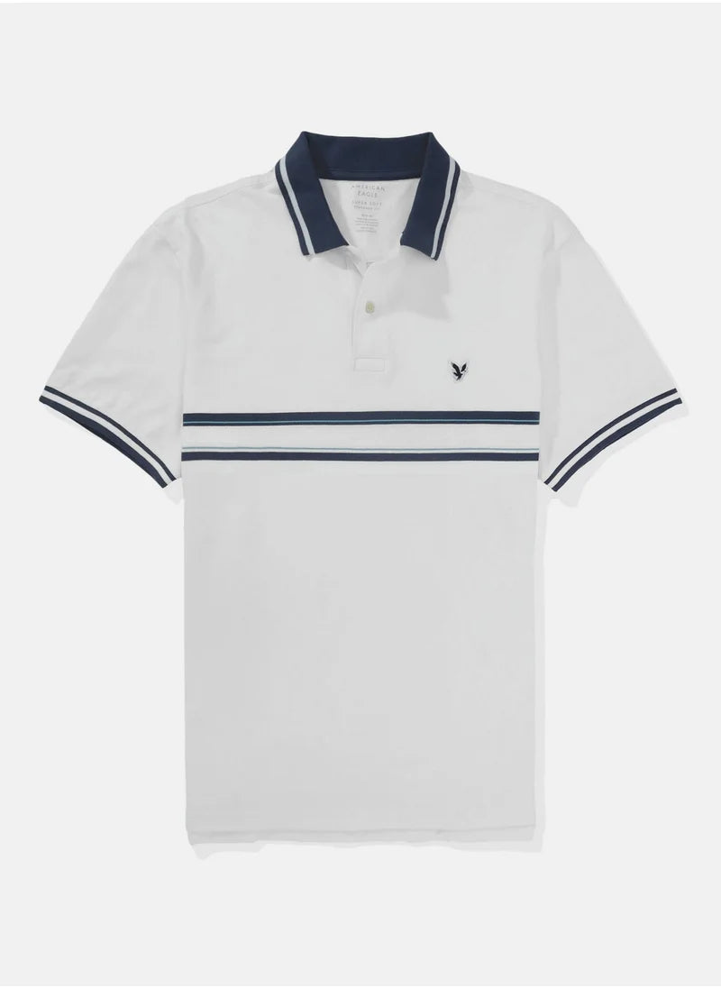 Logo Striped Short Sleeve Polo Shirt
