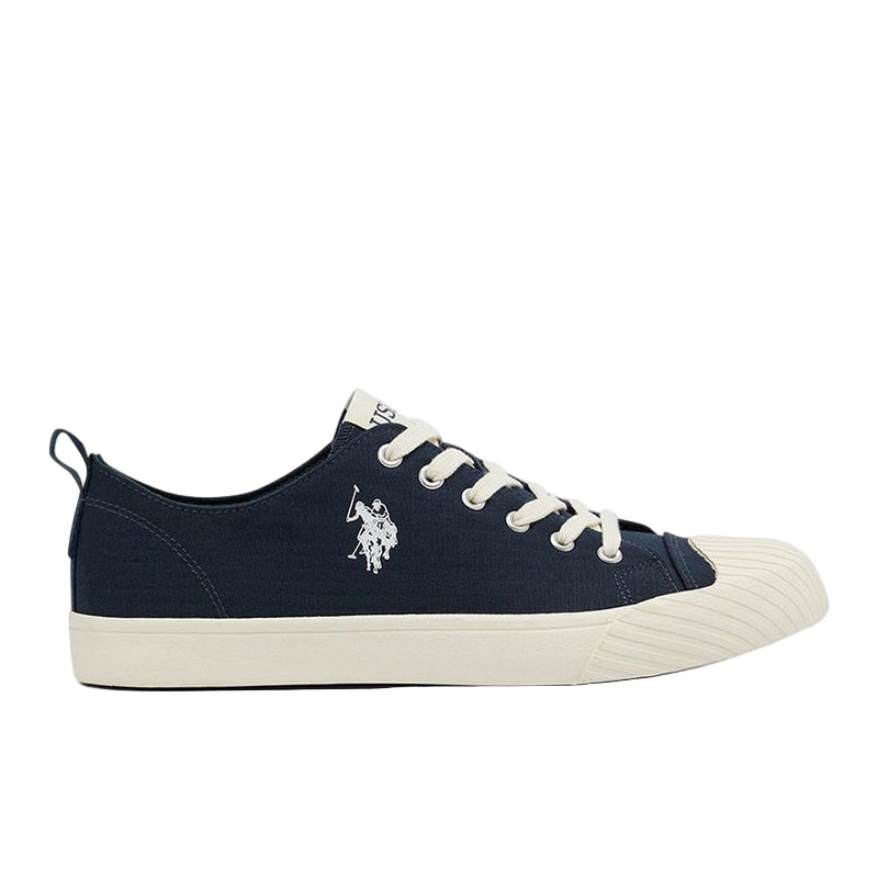 Men's Navy Low-Top Canvas Sneakers - Iconic Branding for a Clean Look Shoes