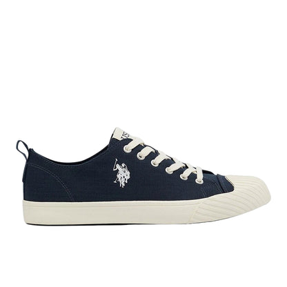Men's Navy Low-Top Canvas Sneakers - Iconic Branding for a Clean Look Shoes