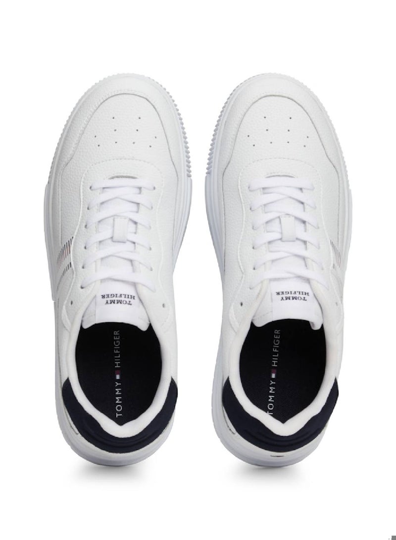 Signature Tape Textured Leather Sneakers