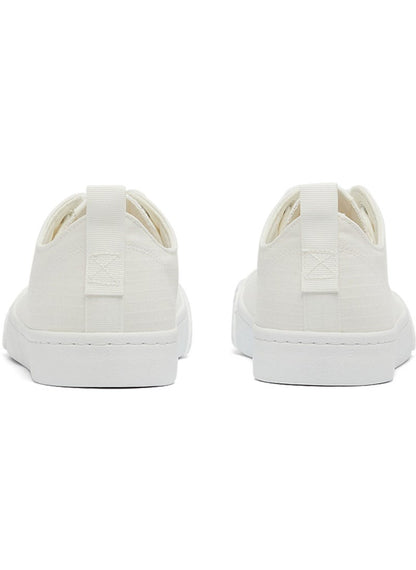 Men's White Low-Top Canvas Sneakers - Iconic Branding for a Clean Look