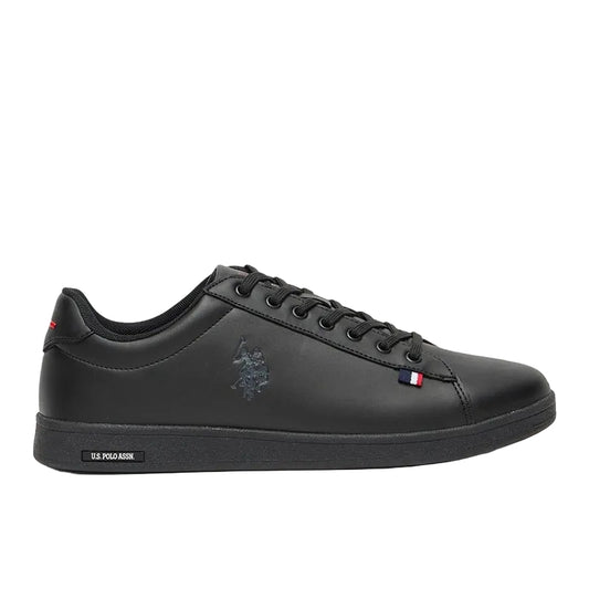 Men's Black Low-Top Sneakers - Bold Lace-Up Style, Comfortable Casual Footwear Shoes