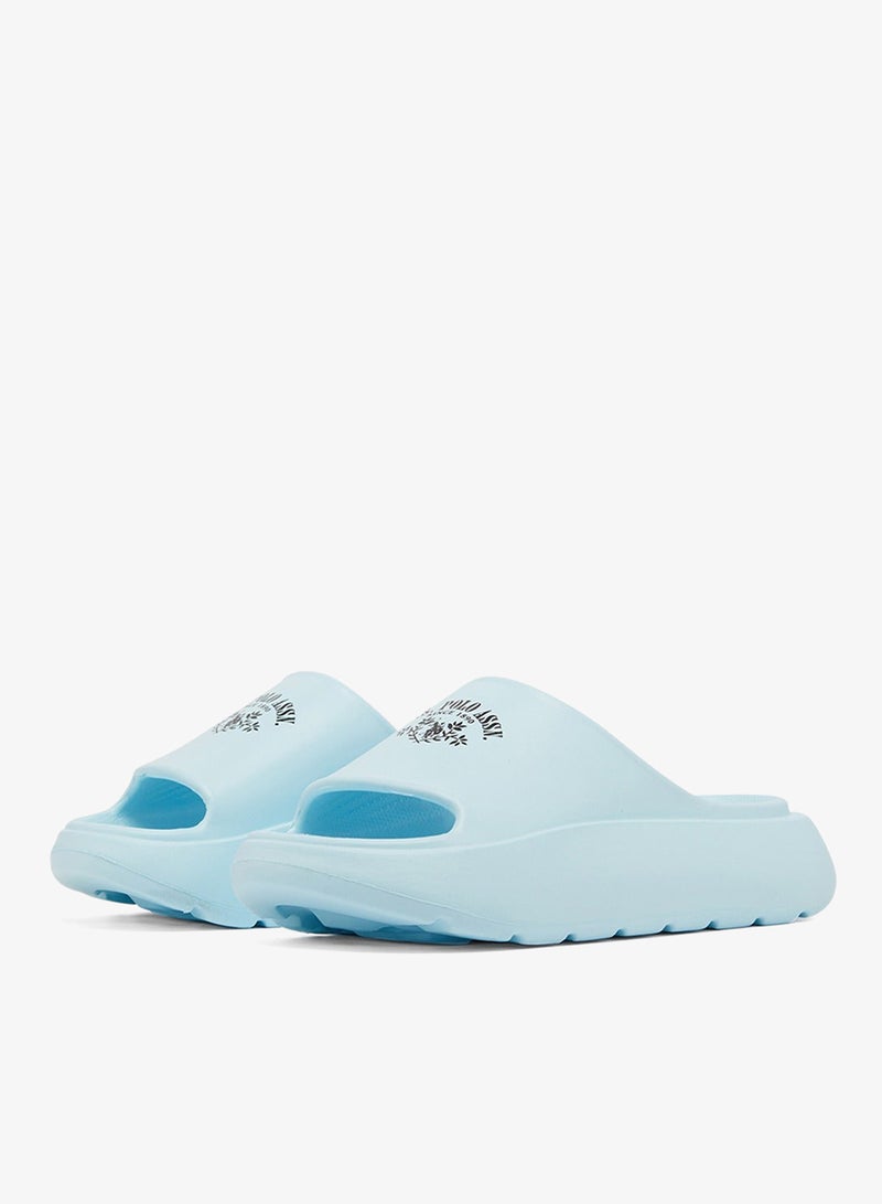 Women's Light Blue Slides - High-Quality Sole Lightweight Shoes & Trendy Design
