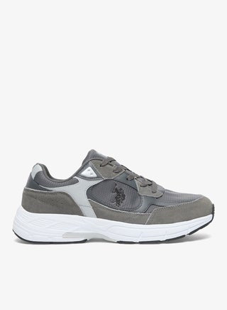Men's Grey Low-Top Sneakers - Modern Lace-Up Design Shoes, Versatile Shoes for Casual Outfits