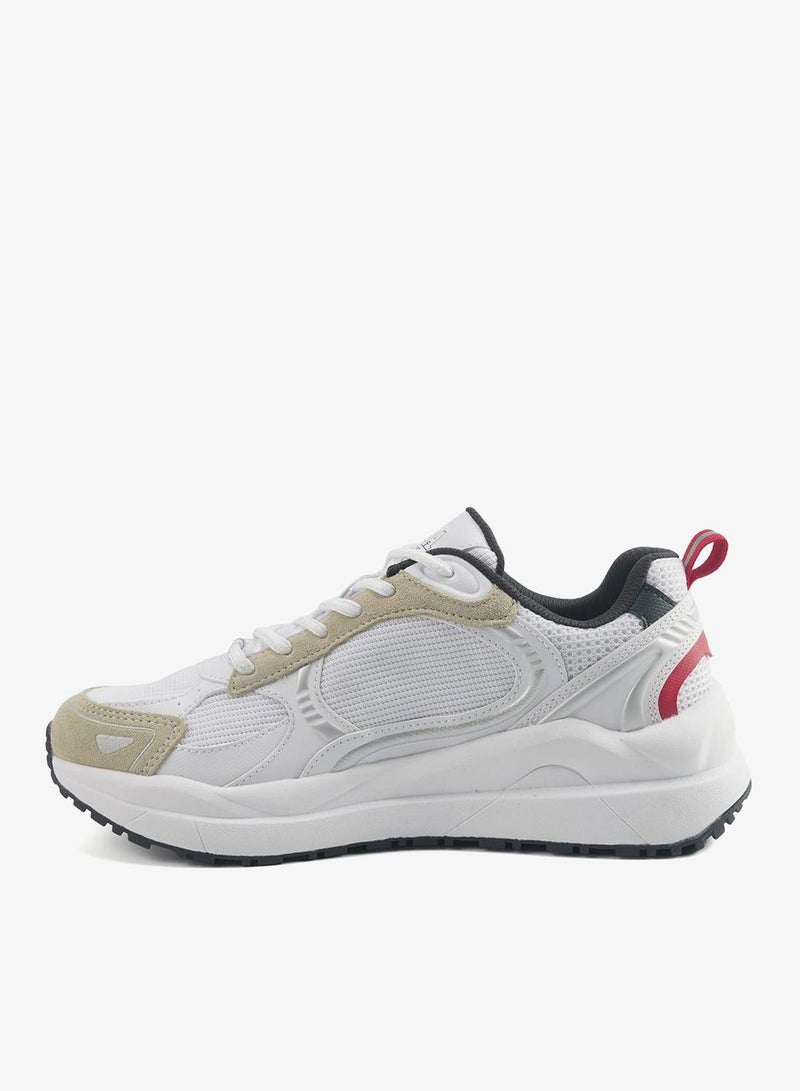 Men's White Low-Top Sneakers - Compression Cushioned Shoes with Iconic Design